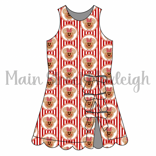 Gingerbread stripe bow dress