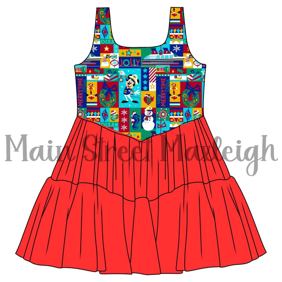 Merry time Christmas mesh dress