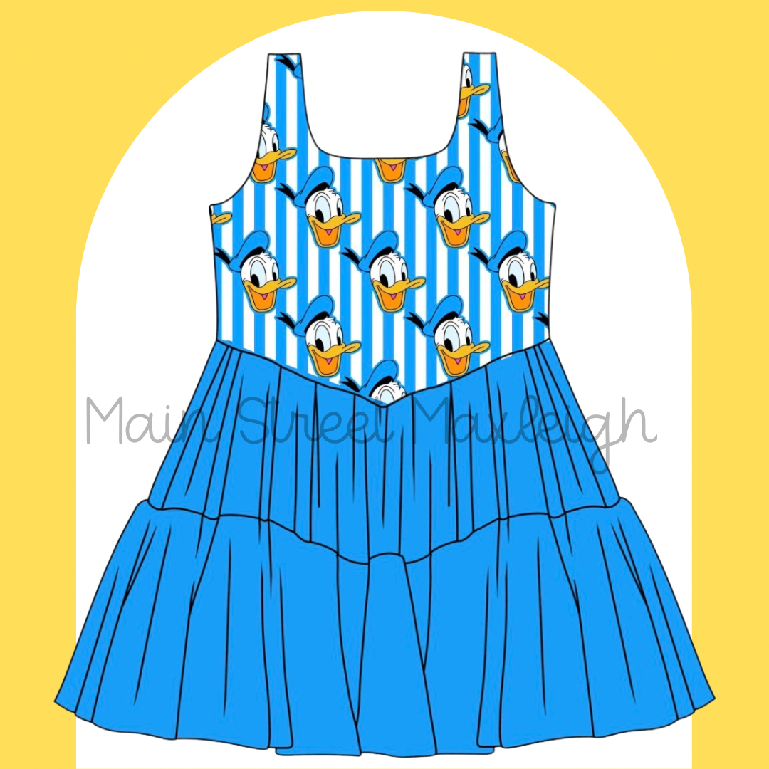 Bright blue duck dress