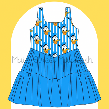 Bright blue duck dress