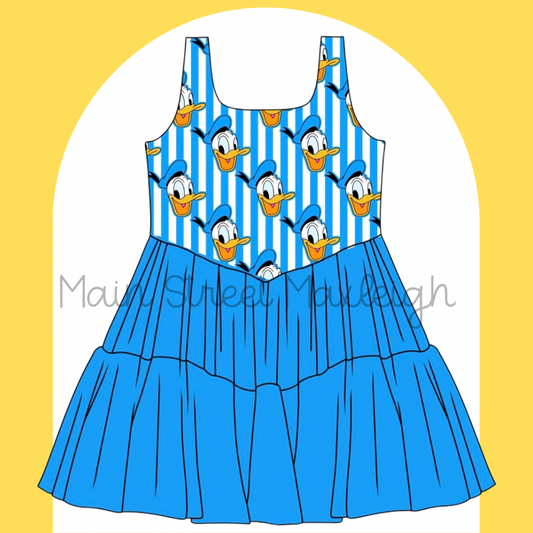 Bright blue duck dress