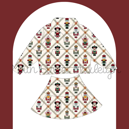 Christmas nutcracker zip skirt set