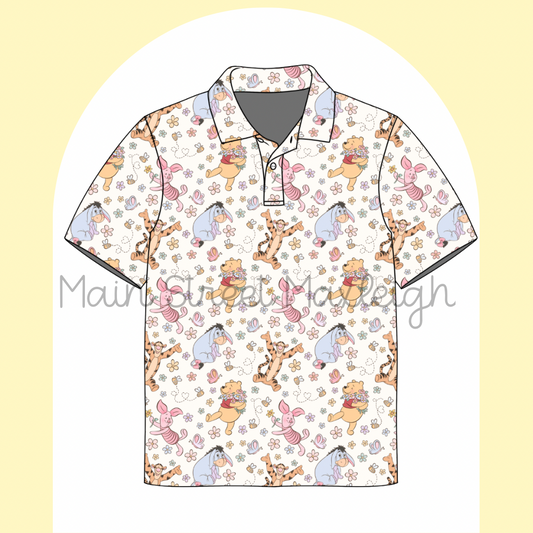 Floral bear polo