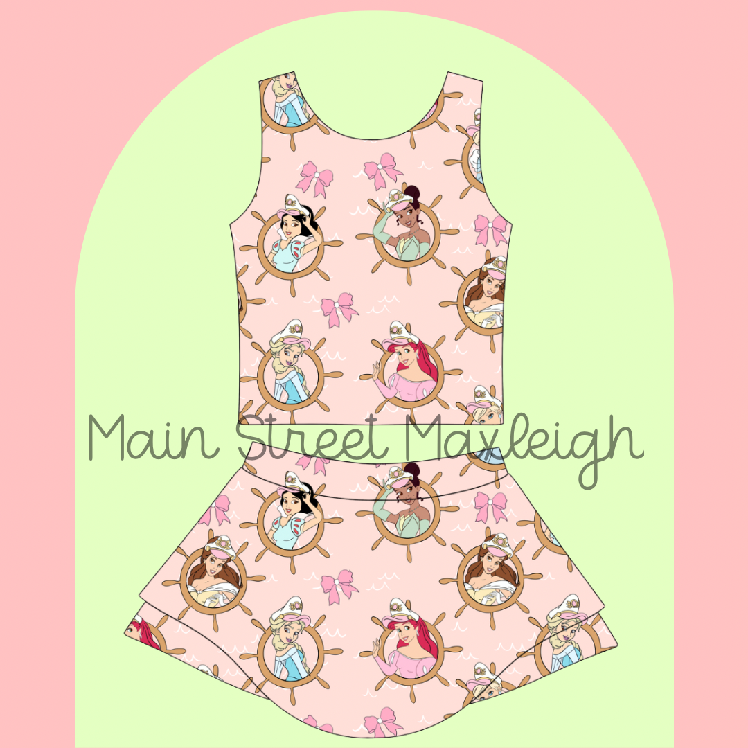 Pink princess cruise yoga set