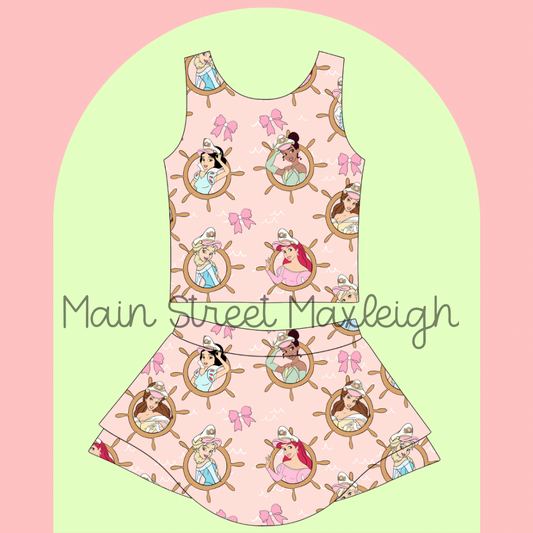 Pink princess cruise yoga set