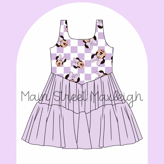 6/7 purple mouse checker dress