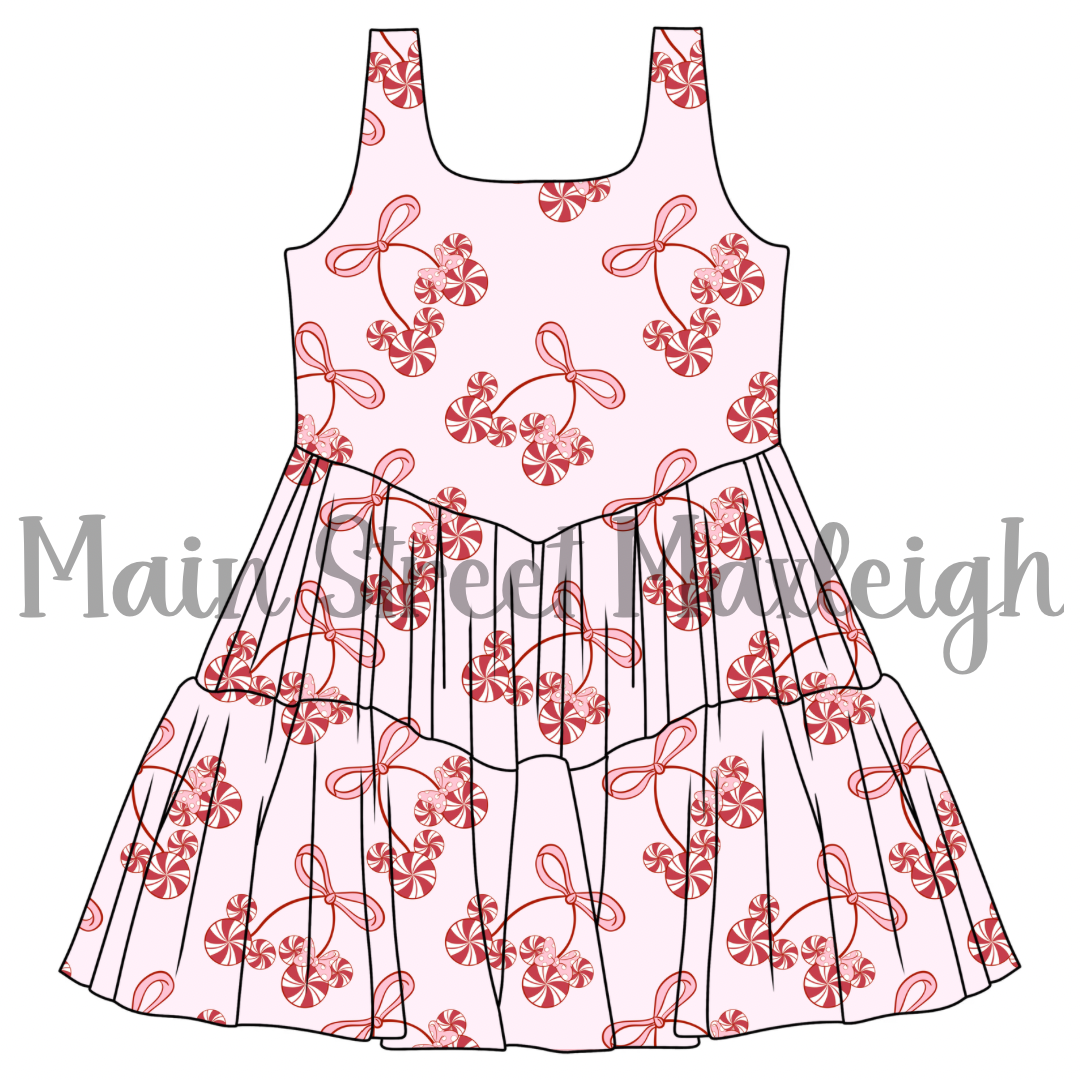 Christmas Peppermint Mesh Dress