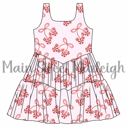 Christmas Peppermint Mesh Dress