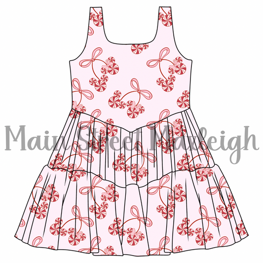Christmas Peppermint Mesh Dress