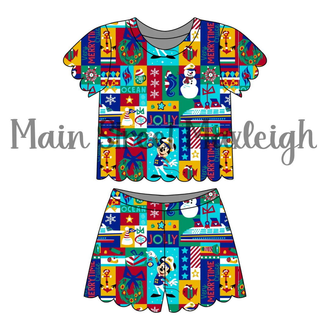 Merry Time Cruise Scallop Short Set