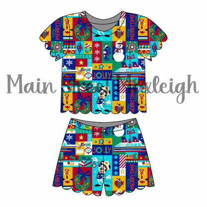 Merry Time Cruise Scallop Short Set