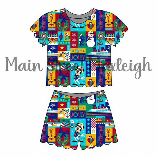 Merry Time Cruise Scallop Short Set