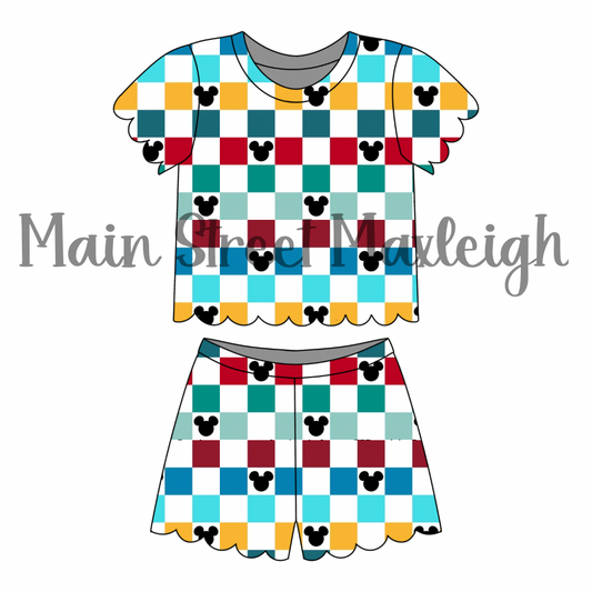 Mouse Checkerboard scallop short set
