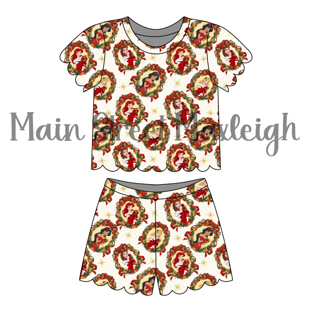 Christmas Royalty Scallop Short Set