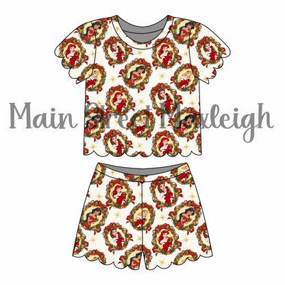 Christmas Royalty Scallop Short Set