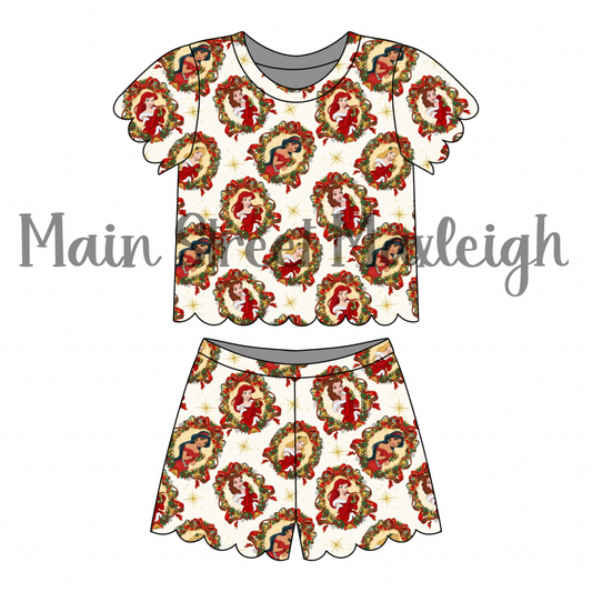 Christmas Royalty Scallop Short Set